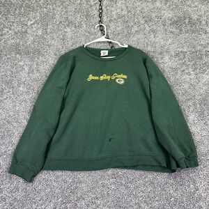 Green Bay Packers Sweatshirt Womens 1X Green NFL Football NFL For Her Logo